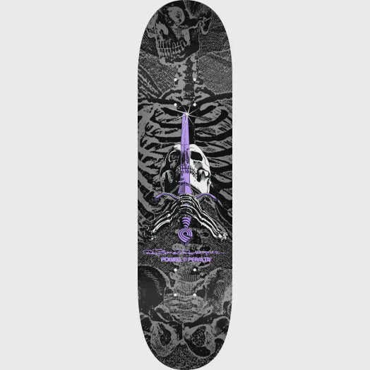 POWELL PERALTA - SKULL & SWORD SILVER DECK - 8.5