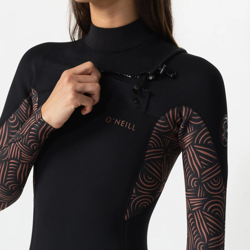 O'Neill Women's Bahia 4/3mm Steamer Chest Zip - Terra Weave