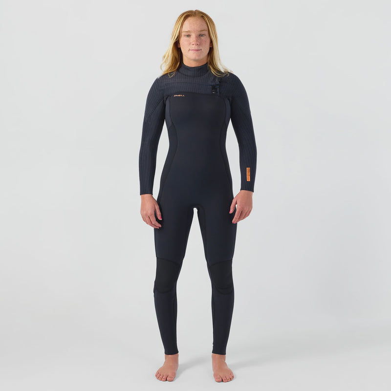 O'Neill Womens HyperFreak 4/3+ Steamer Chest Zip Wetsuit - Black