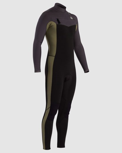 Billabong Revolution 4/3 Chest Zip Long Sleeve Steamer - Military Black